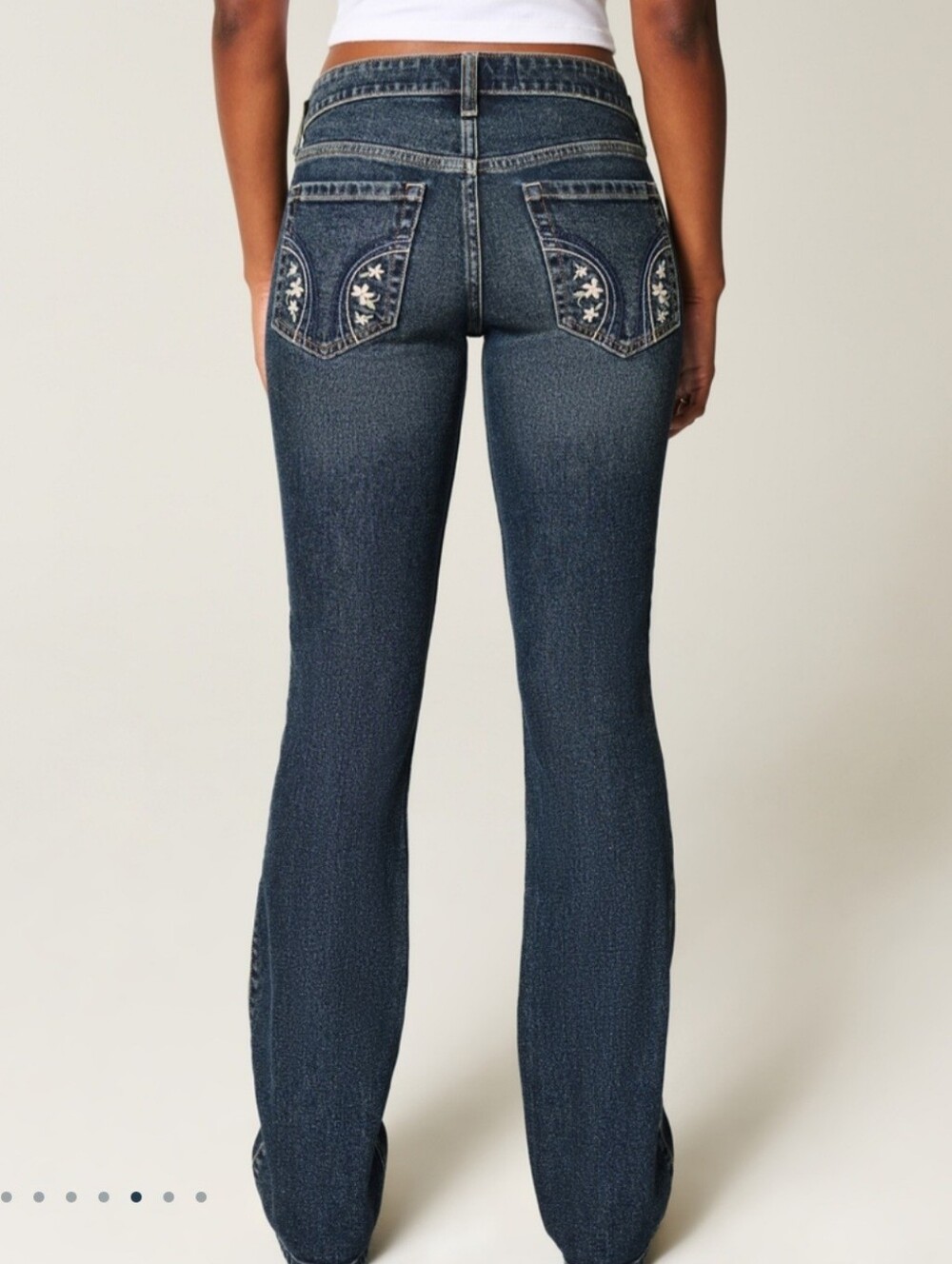Hollister Low-Rise Dark Wash Embroidered Bootcut Jeans Size 10 Short